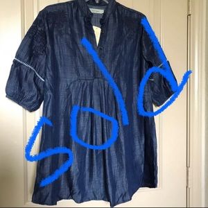 NWT A LA TZARINA DENIM BLUE SWING TUNIC S - M